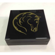 Caixa de embalagem de madeira lustrosa preta para pulseira de jóias